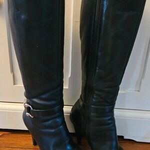 Boots Dark Leather Heeled Boots